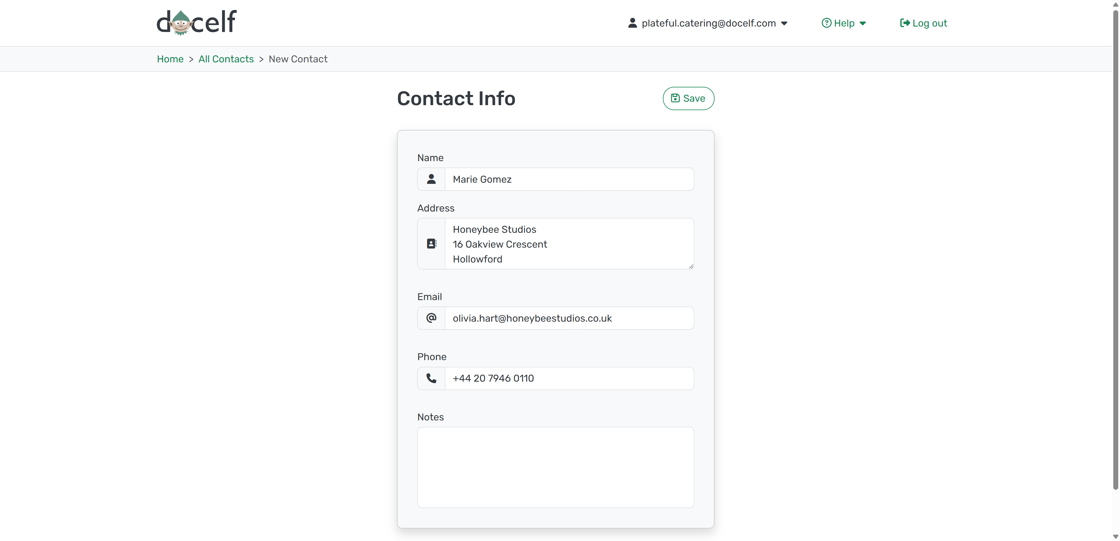 Fill out contact details for a customer