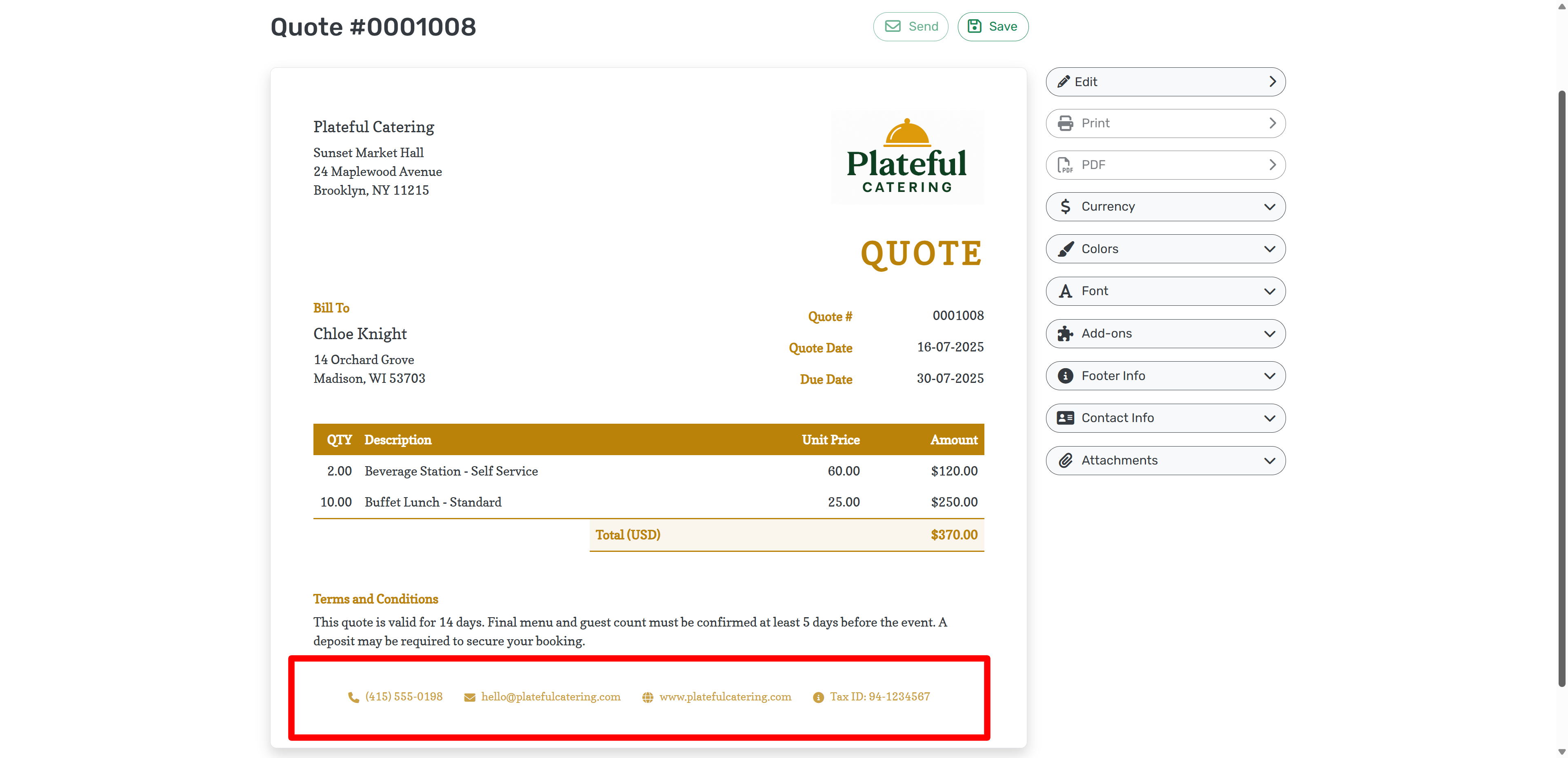 Footer info shown on a finished document