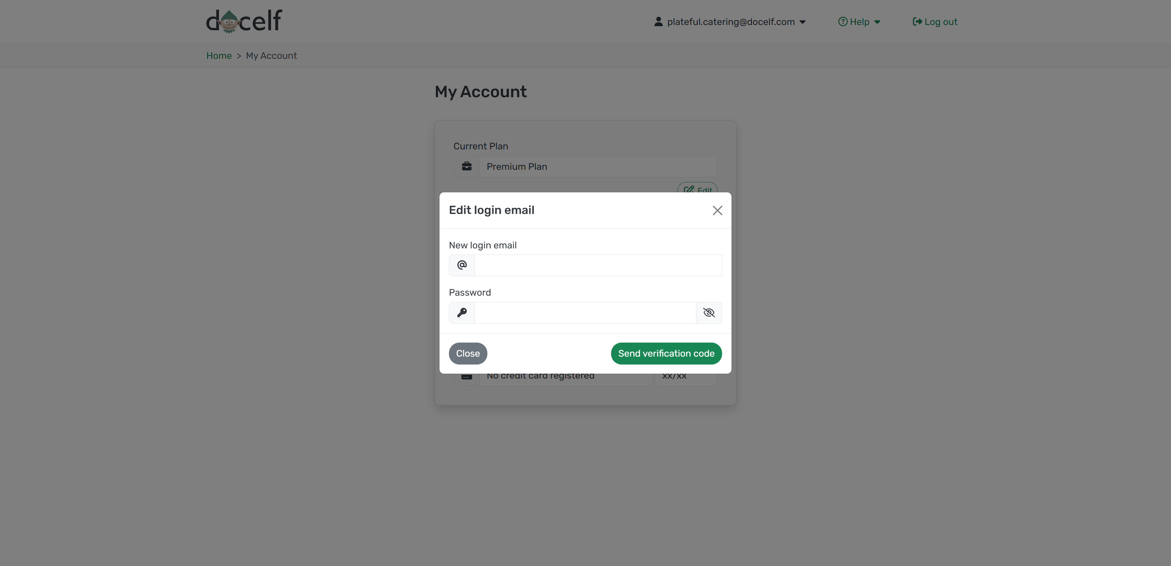 Enter new login email and current password