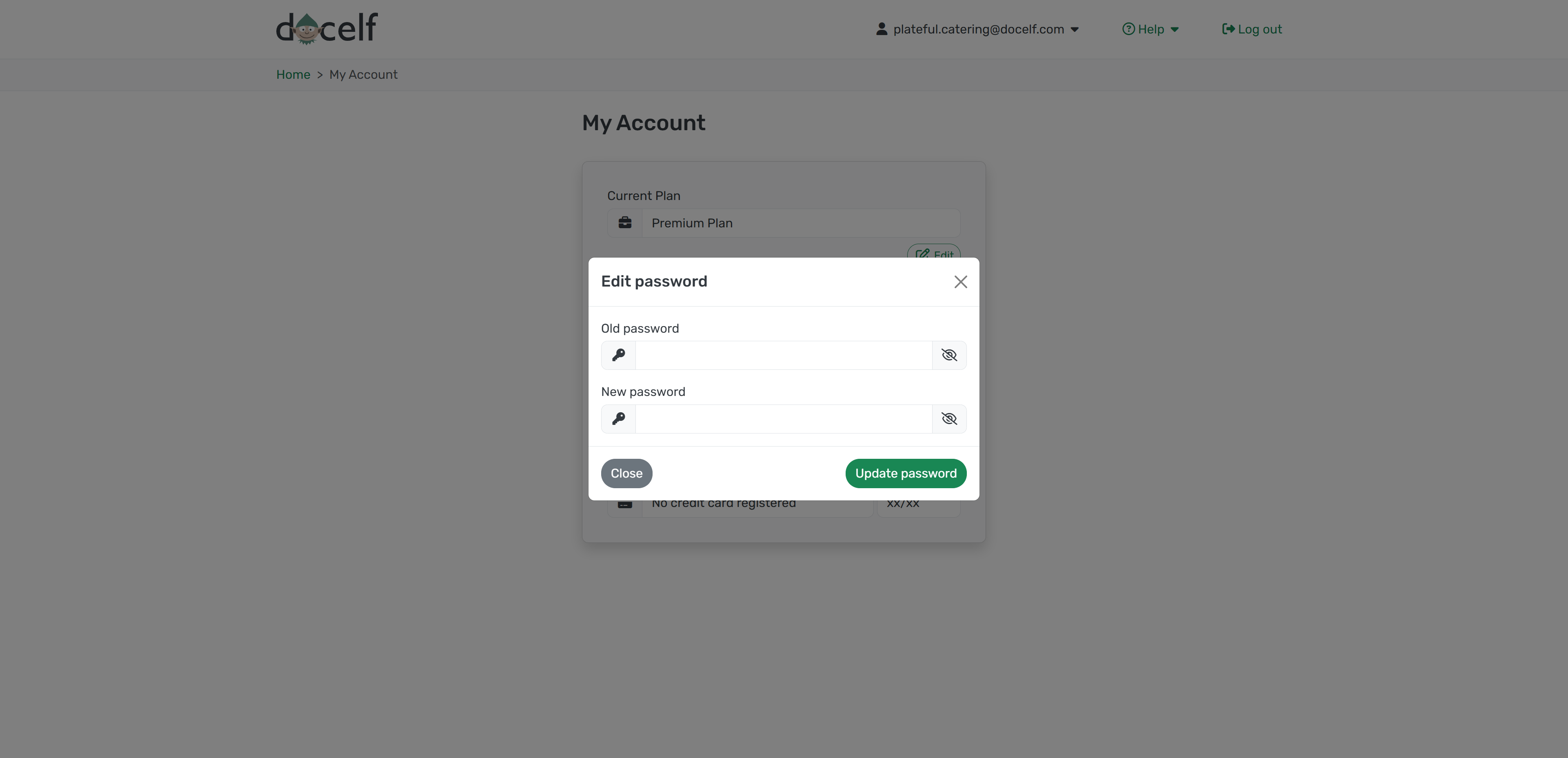 Enter old and new password