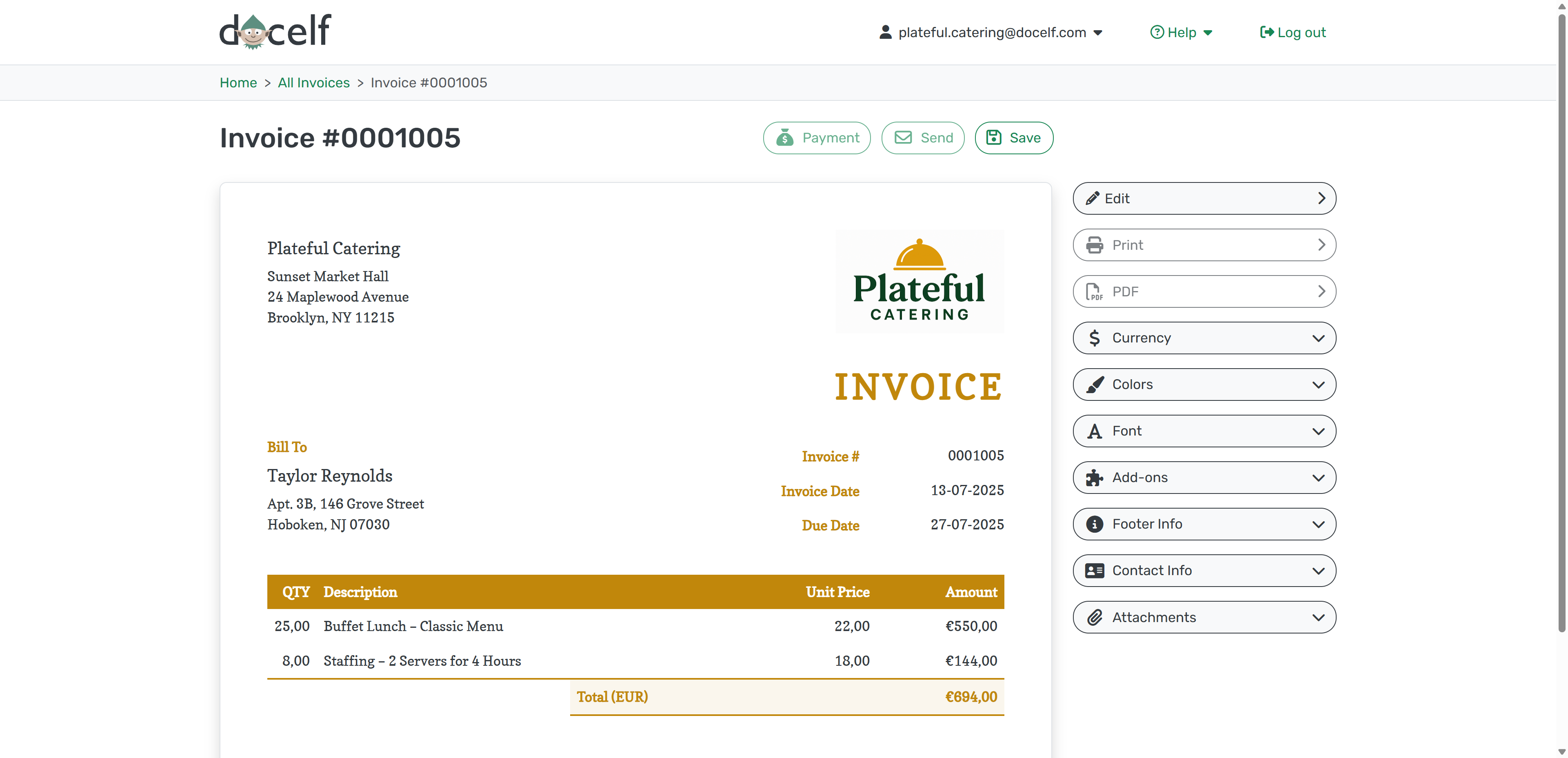 Invoice created from estimate