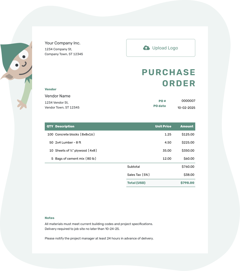 Free Purchase Order Template