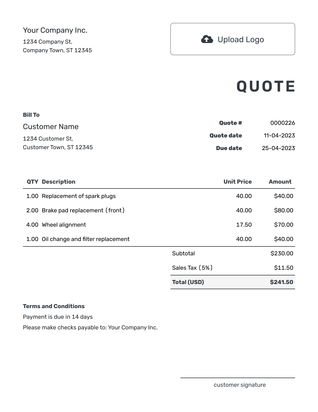 Free Quote Template | Business Templates | docelf.com