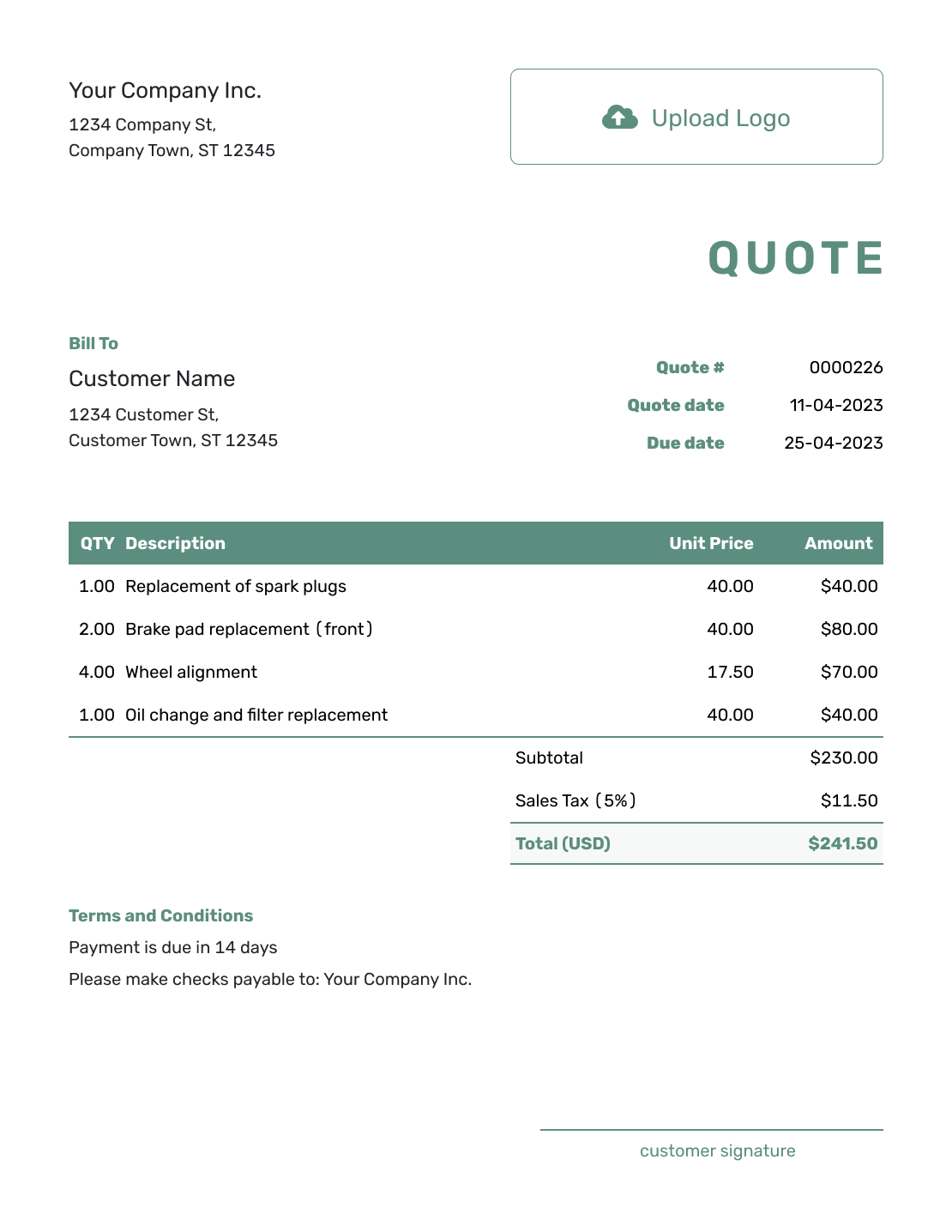 Free Quote Template | Business Templates | docelf.com