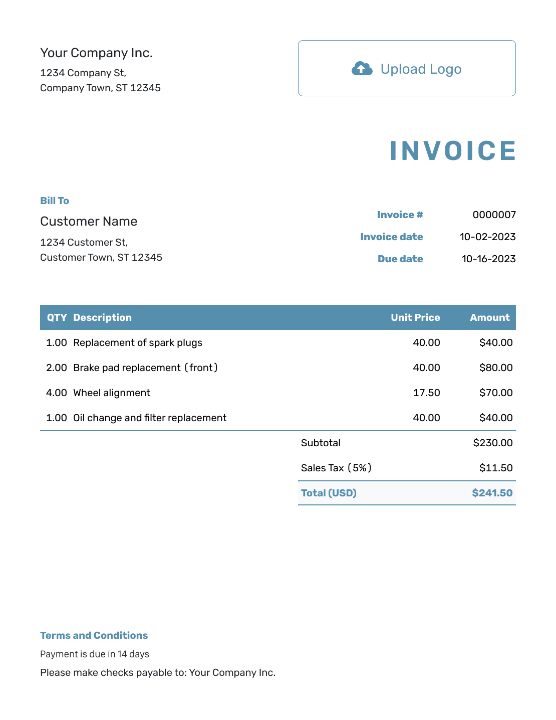 Free Invoice Template | Business Templates | docelf.com