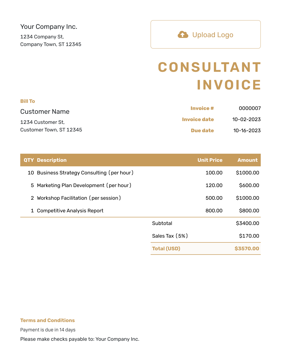 Basic Consultant Invoice Template