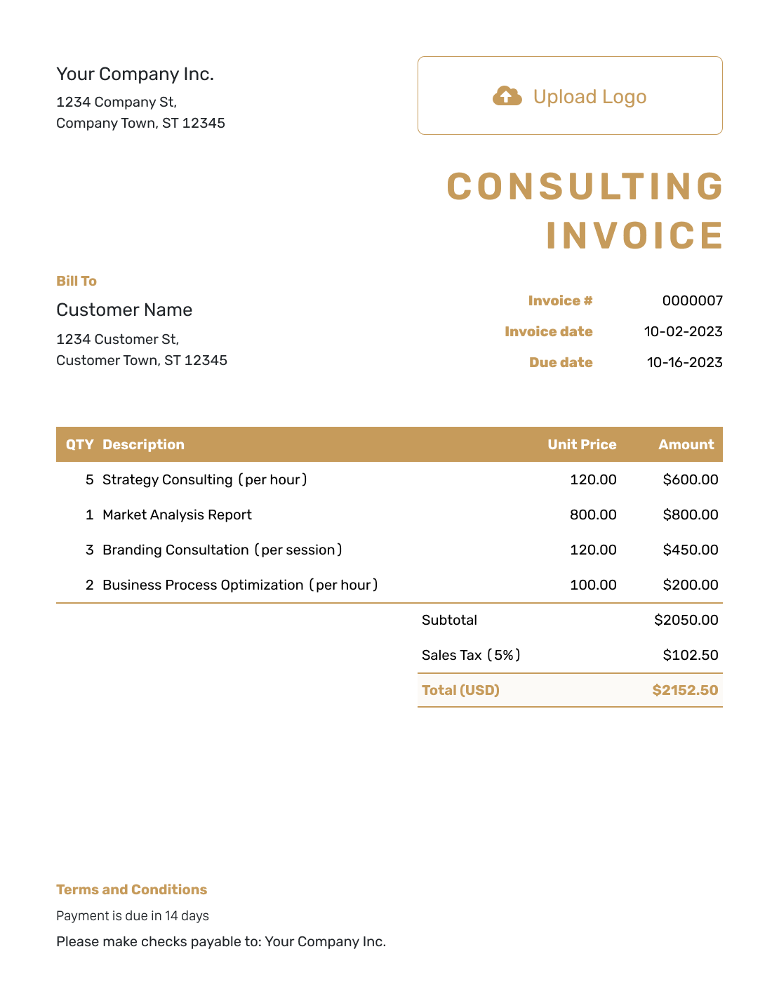 Basic Consulting Invoice Template