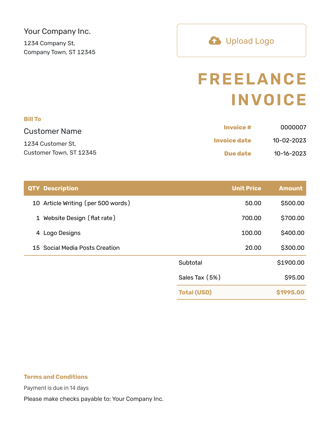 Basic Freelance Invoice Template