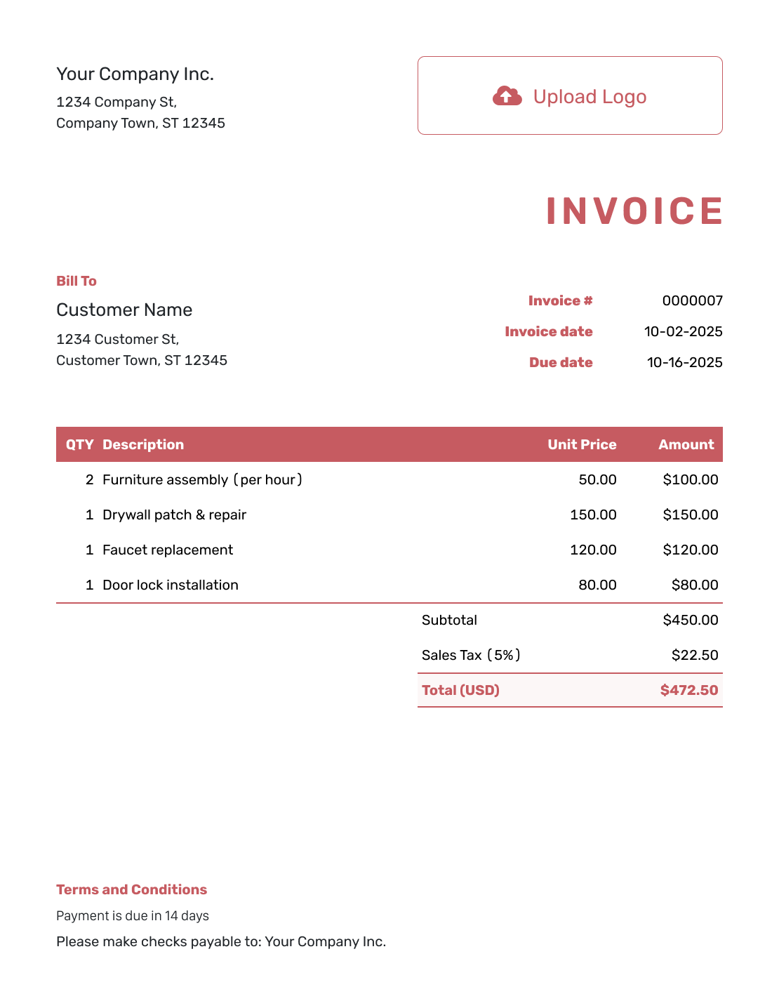 Basic Draft Invoice Template