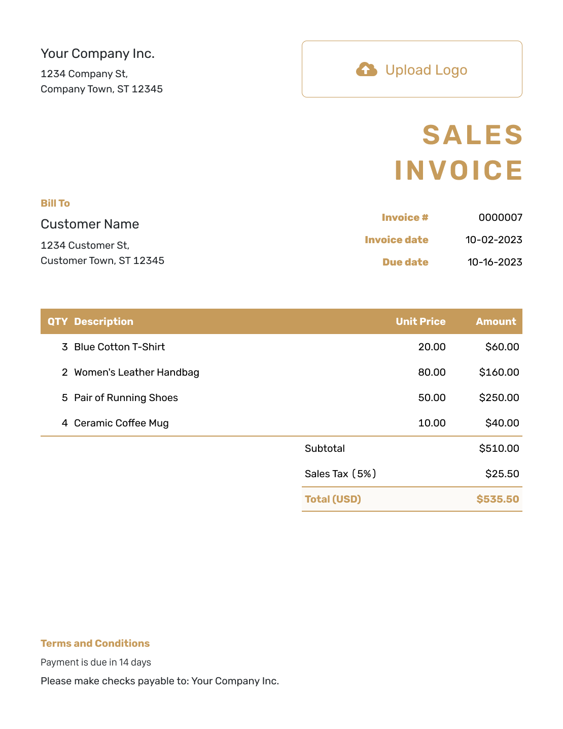 Basic Sales Invoice Template
