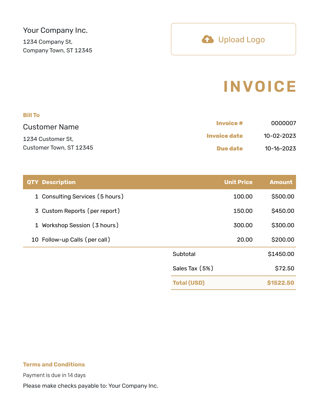 Basic Self Employed Invoice Template