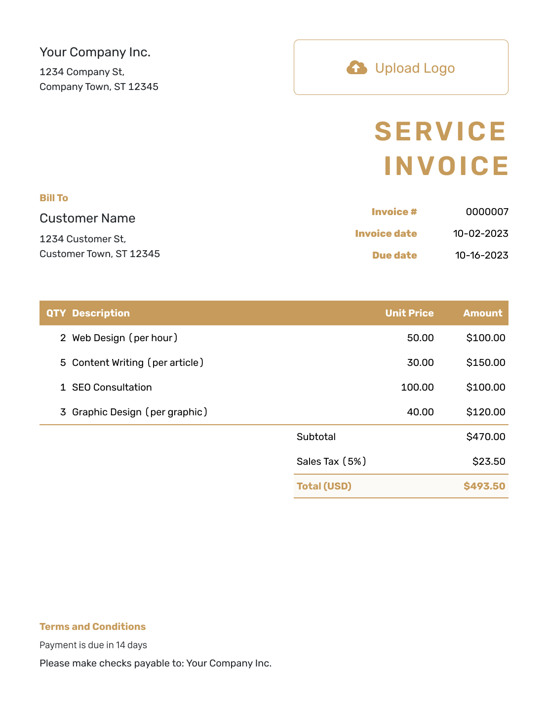 Basic Service Invoice Template