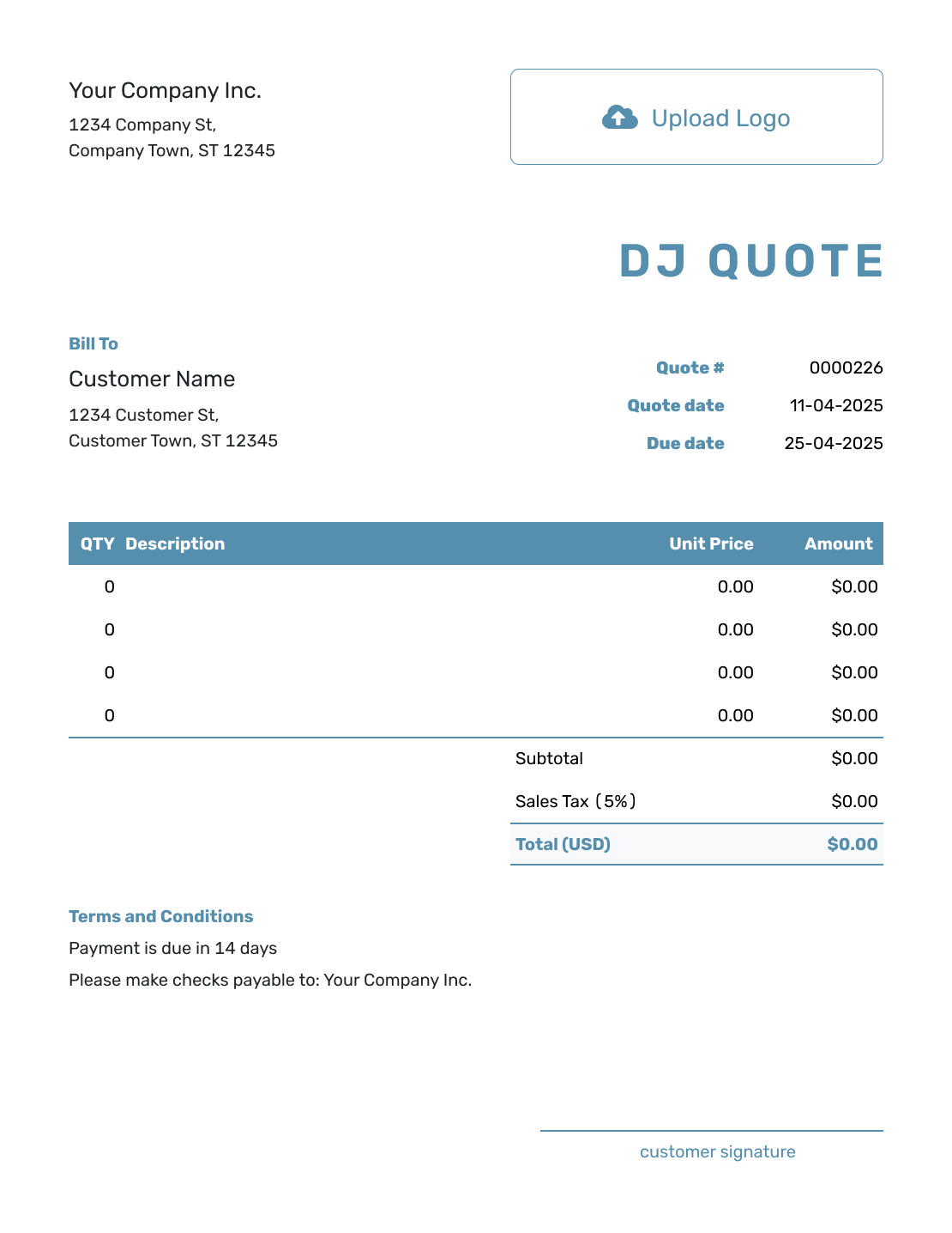 Blank DJ Quote Template