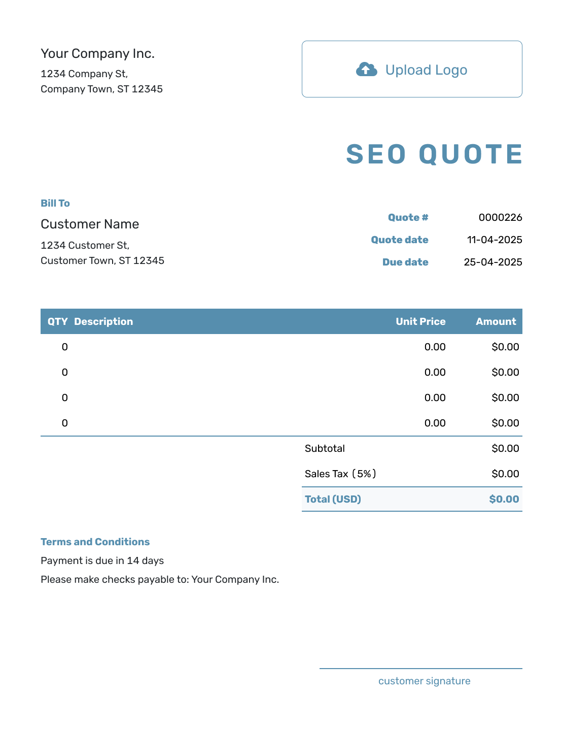 Blank SEO Quote Template