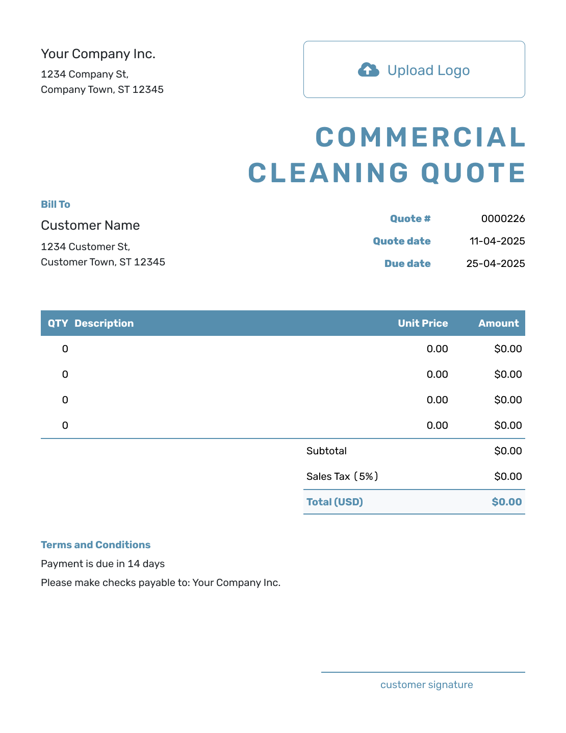 Blank Commercial Cleaning Quote Template