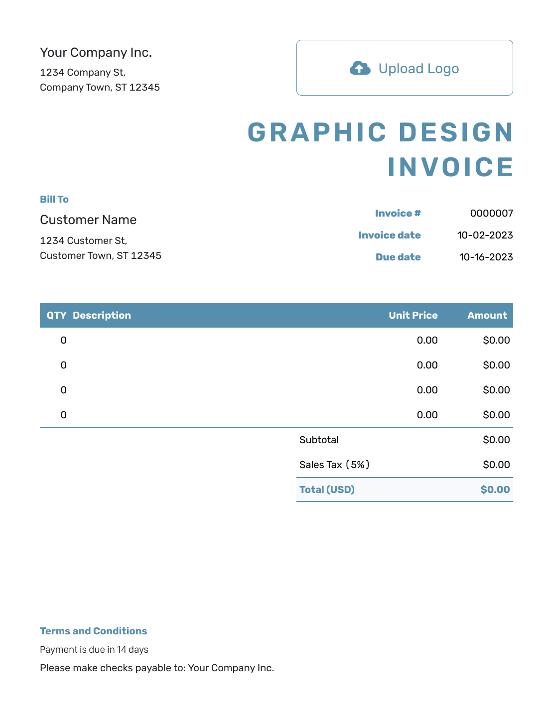 Blank Graphic Design Invoice Template