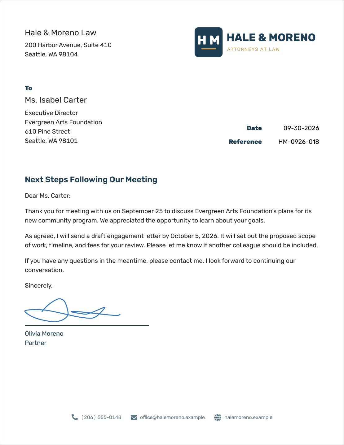 Example of a business letterhead created in Docelf