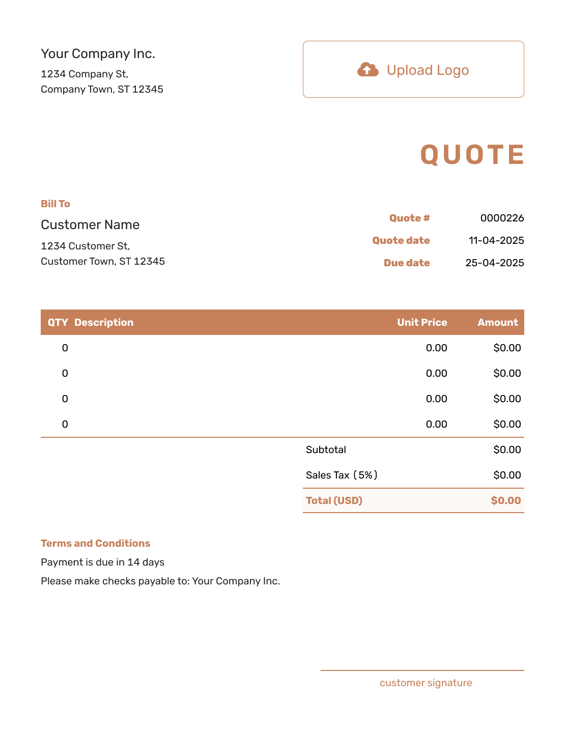 Downloadable Blank Quote Template