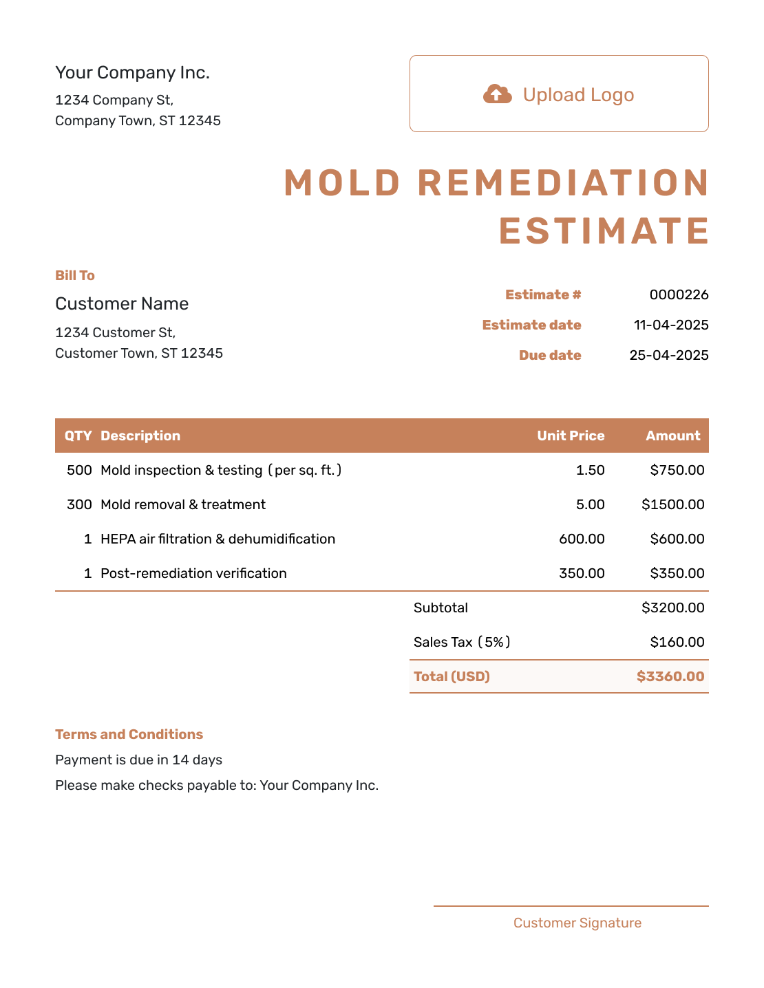 Downloadable Mold Remediation Estimate Template