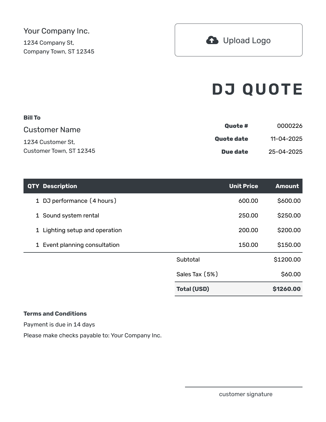 Editable DJ Quote Template