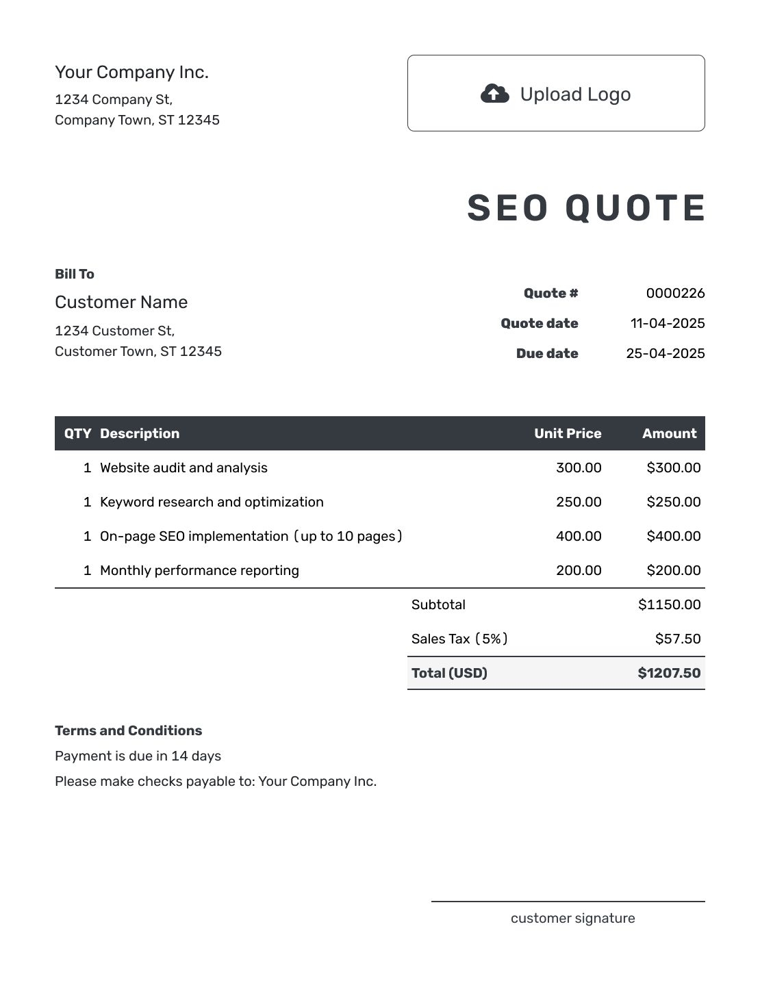 Editable SEO Quote Template