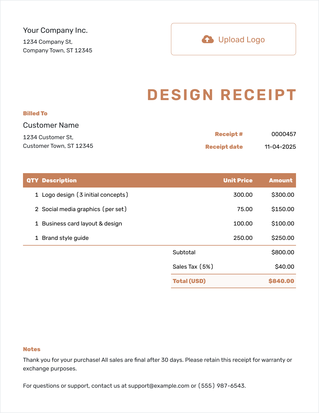 Editable Design Receipt Template