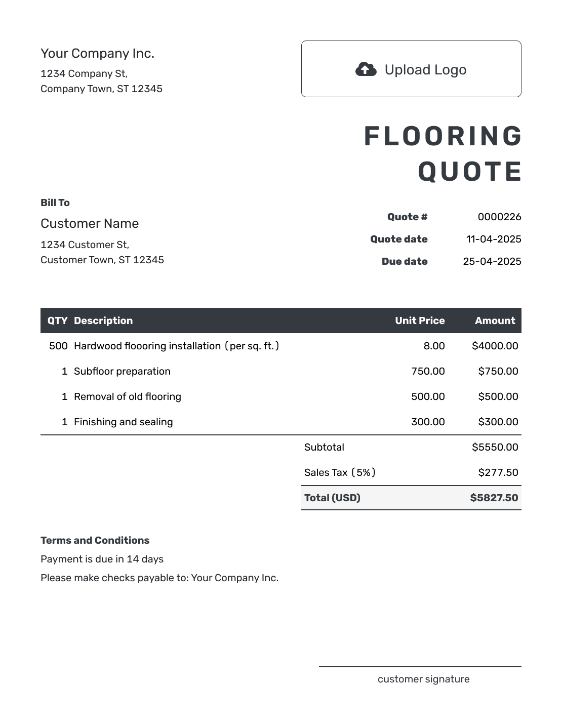 Editable Flooring Quote Template