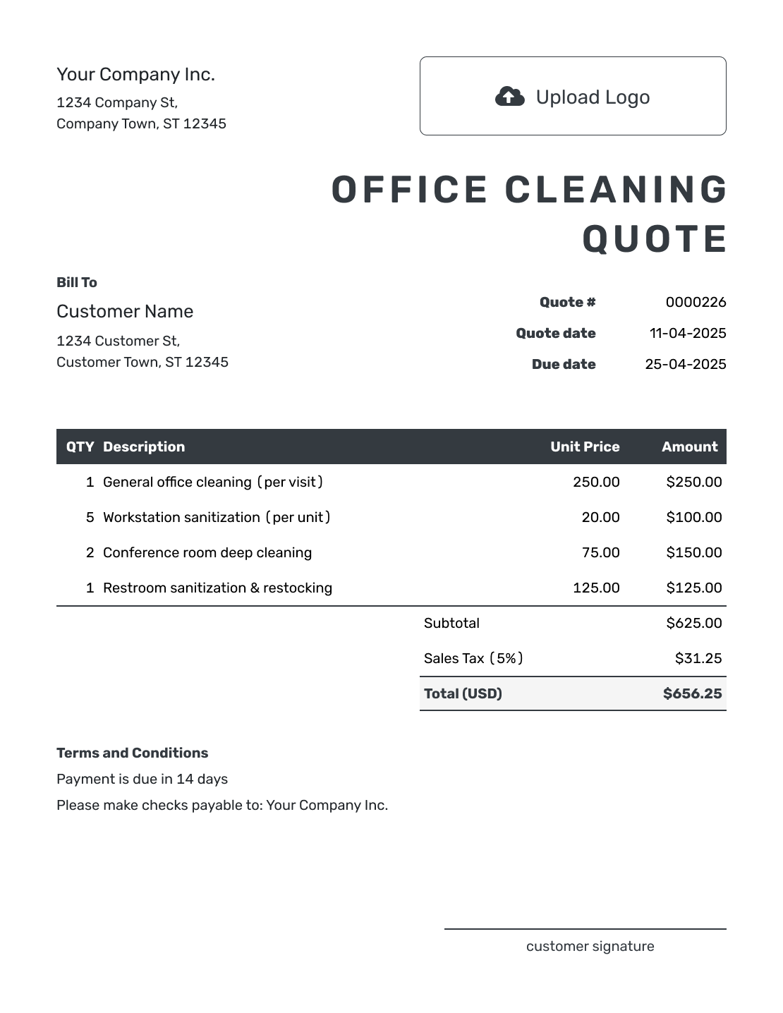 Editable Office Cleaning Quote Template