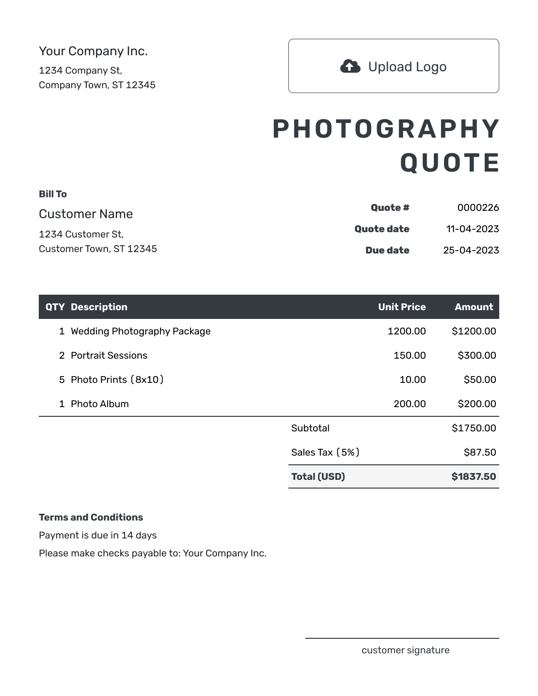 Editable Photography Quote Template