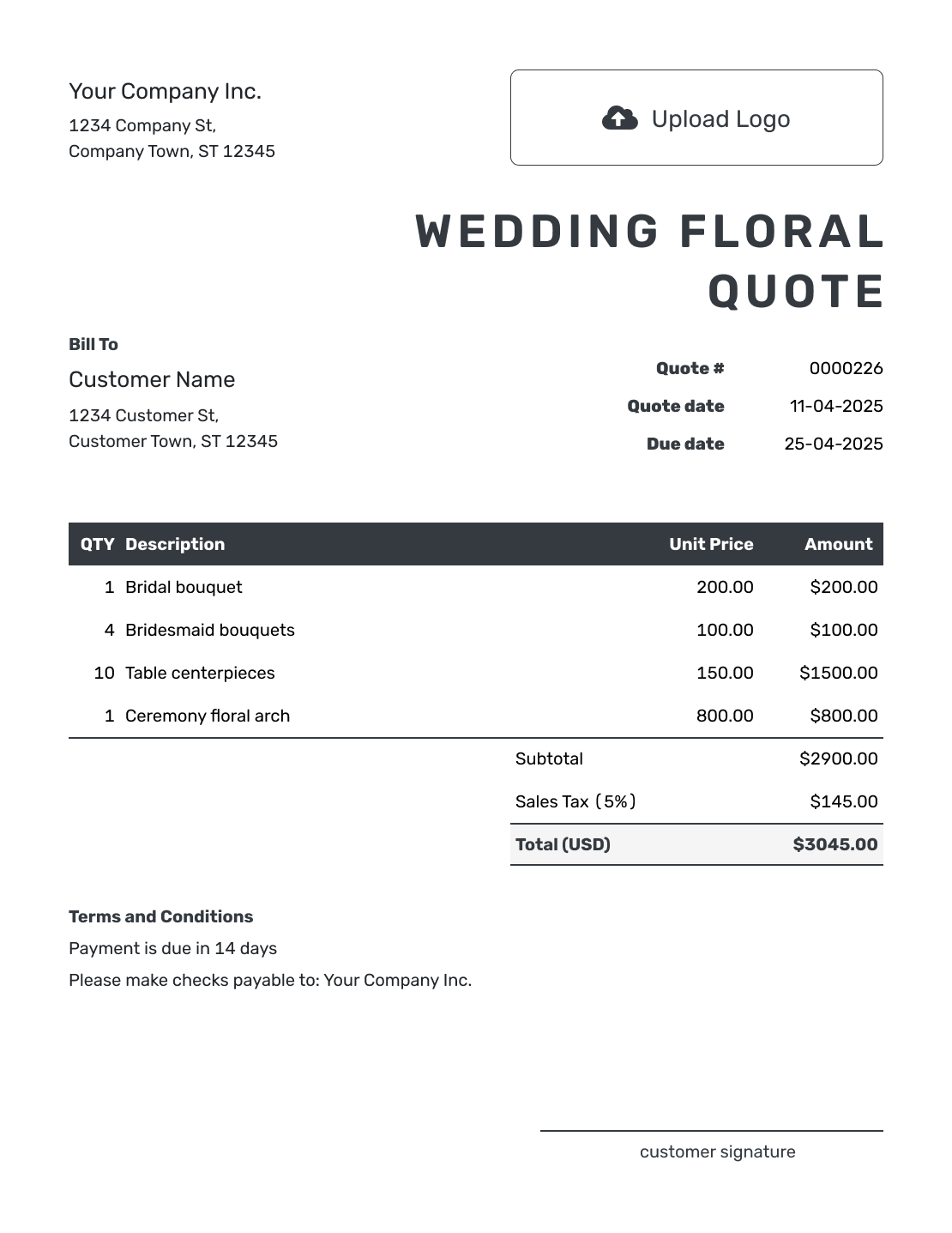 Editable Wedding Floral Quote Template