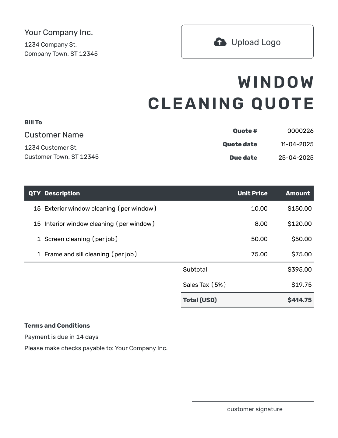 Editable Window Cleaning Quote Template