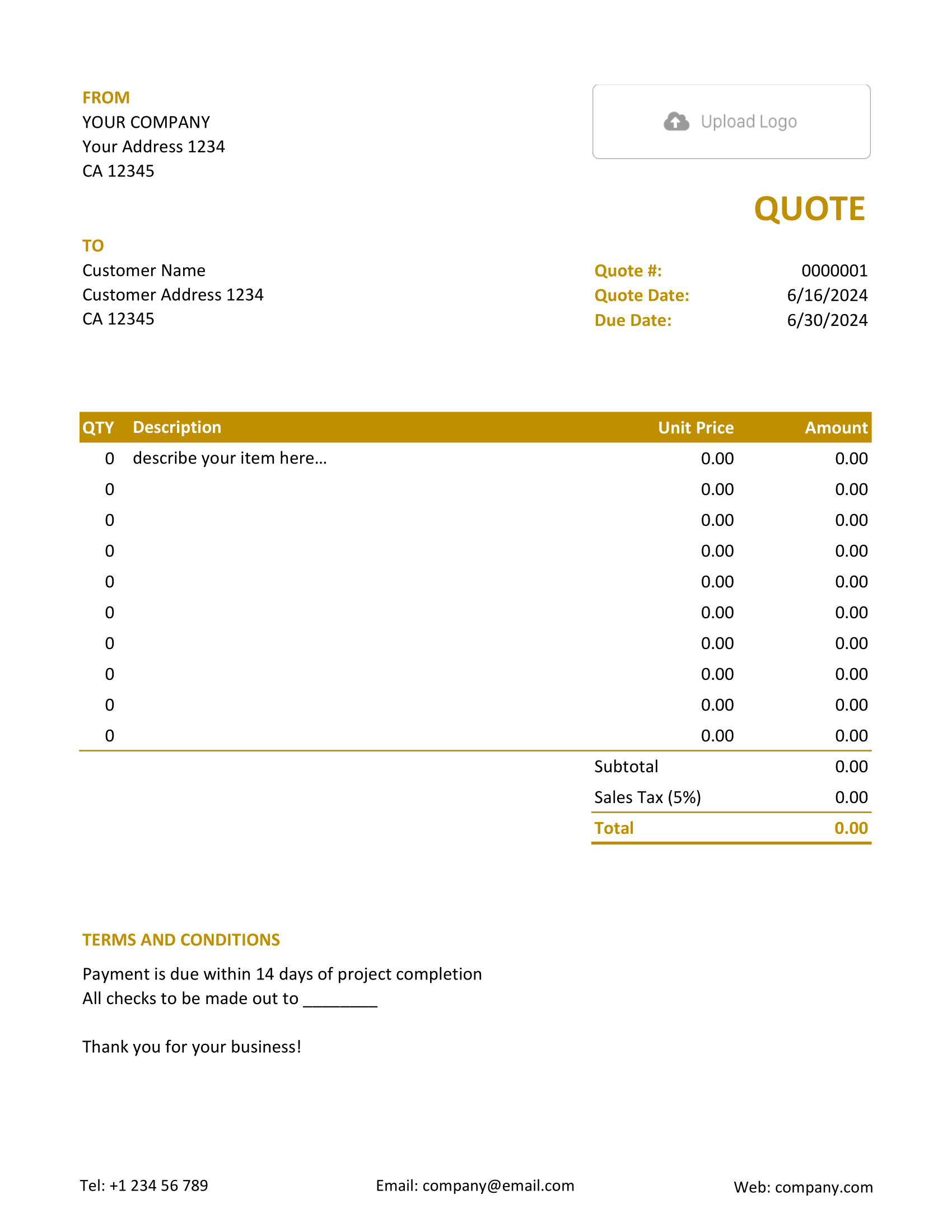 Free Excel Quote Template Docelf Free Excel Quote Template Docelf