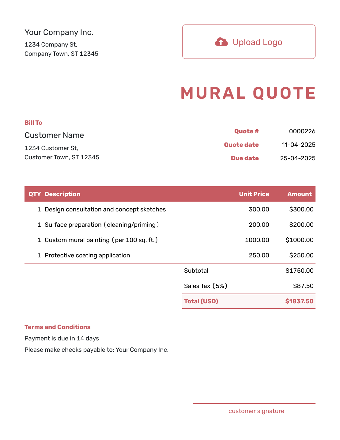 Fillable Mural Quote Template