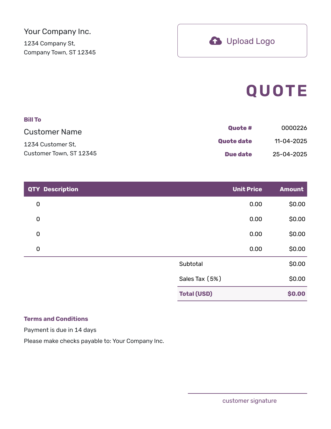 Free Empty Quote Template