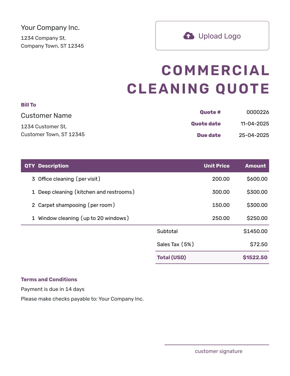 Free Commercial Cleaning Quote Template