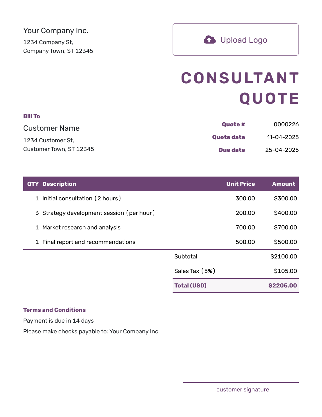 Free Consultant Quote Template