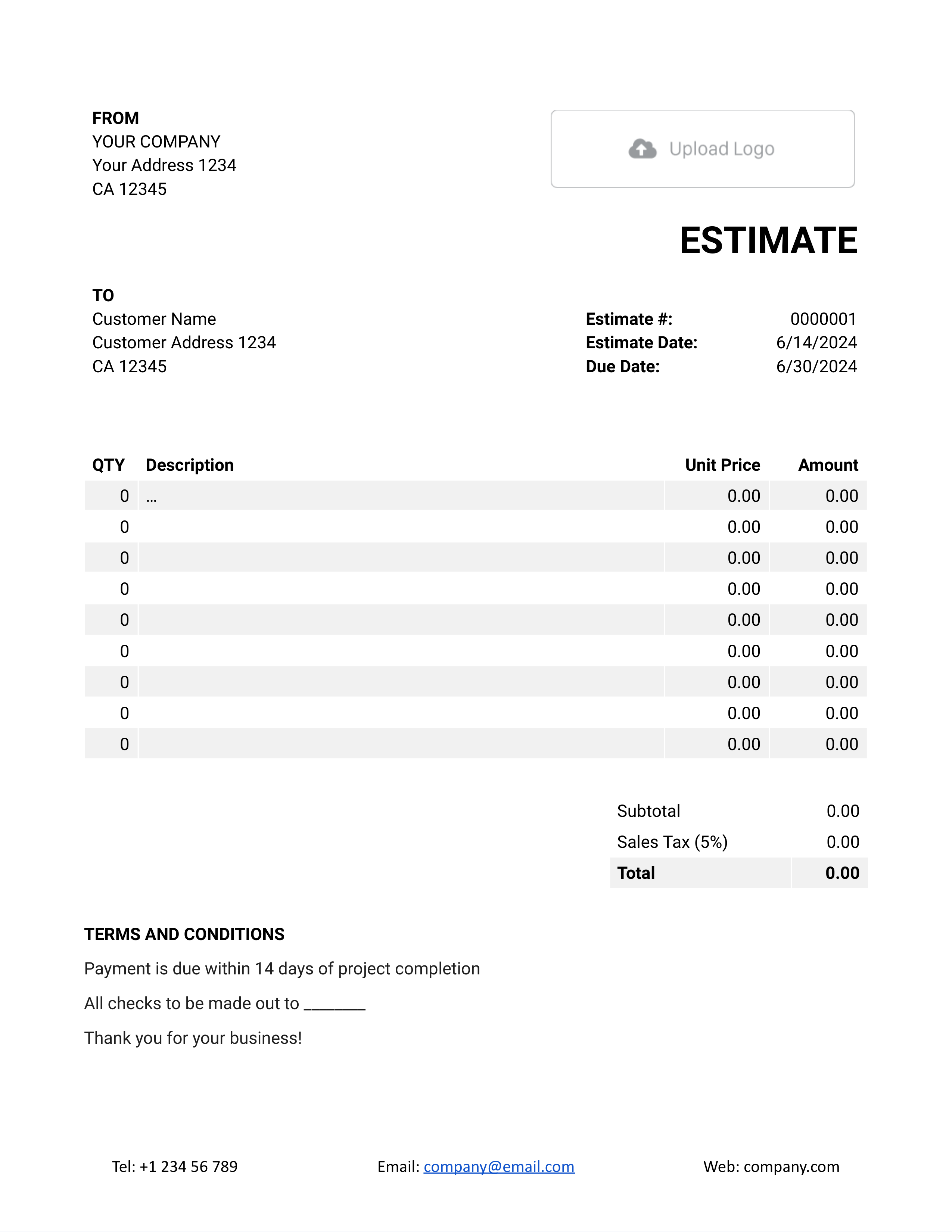 Free Google Docs Estimate Template