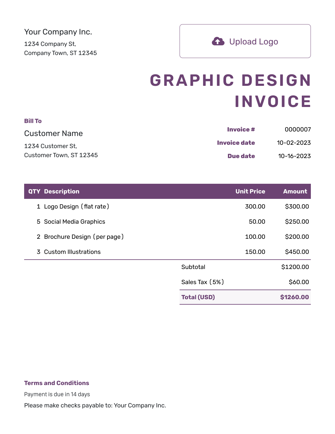 Free Graphic Design Invoice Template