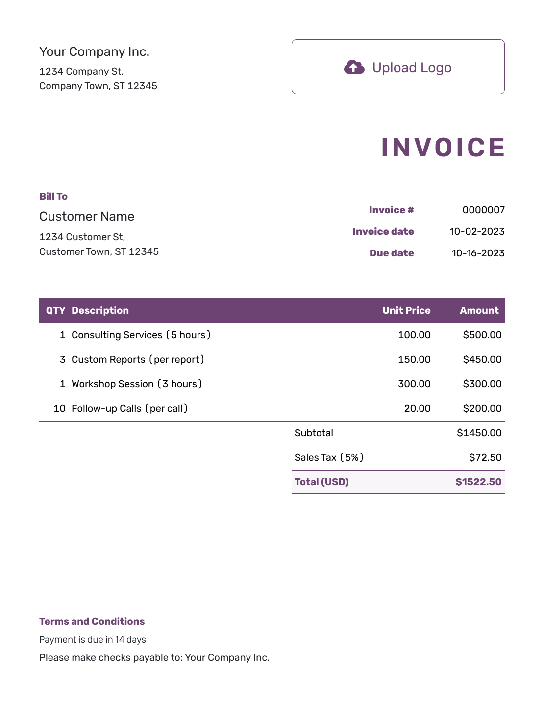 Free Self Employed Invoice Template