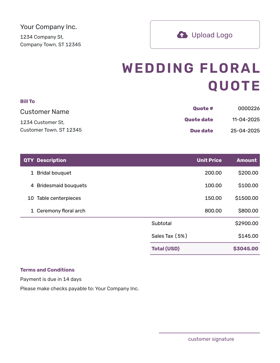 Free Wedding Floral Quote Template