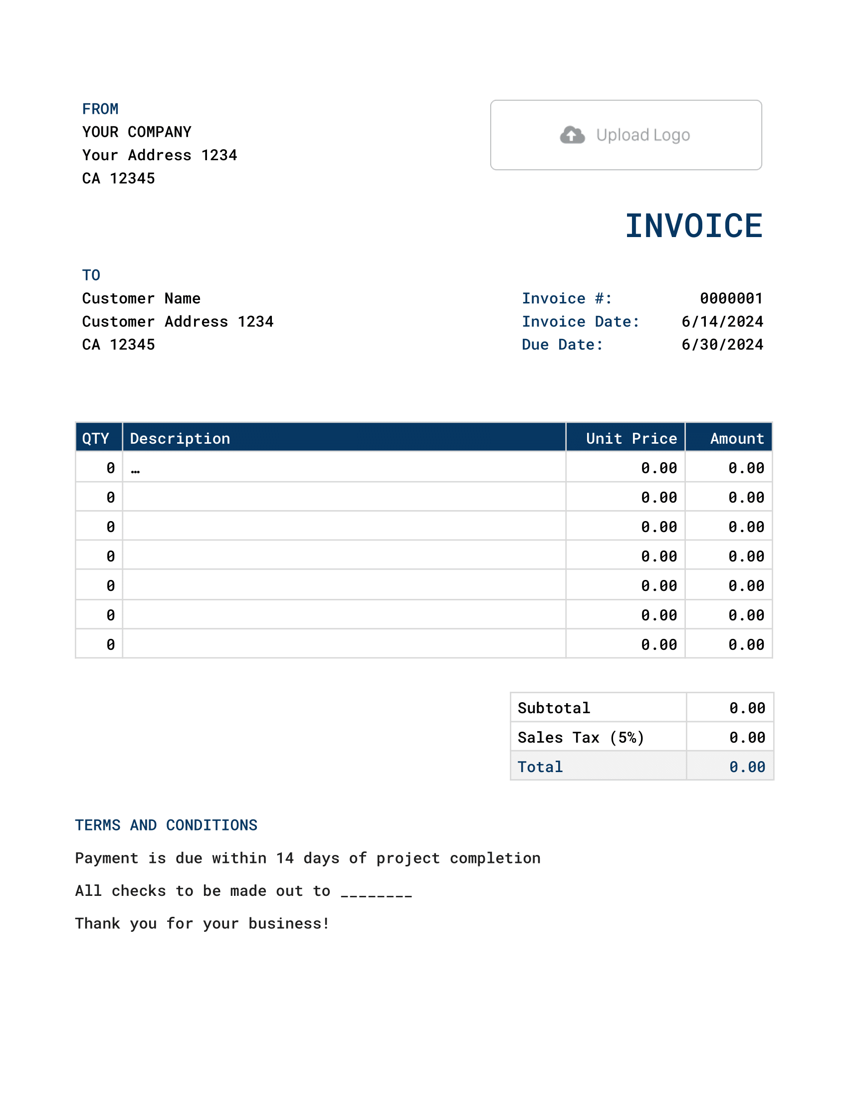 Basic Google Docs Invoice Template