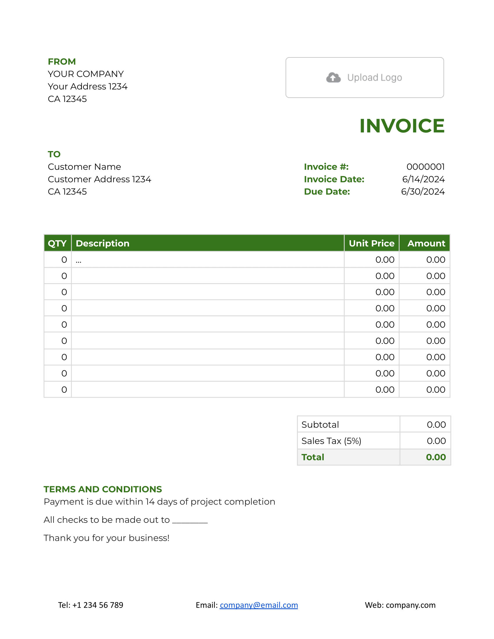 Blank Google Docs Invoice Template