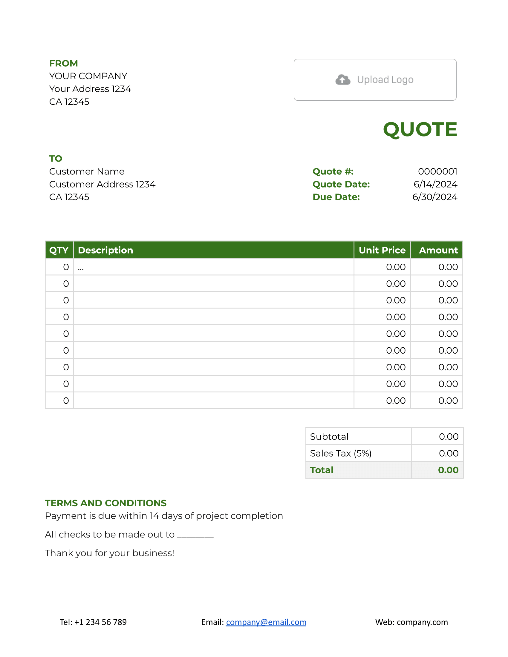 Blank Google Docs Quote Template