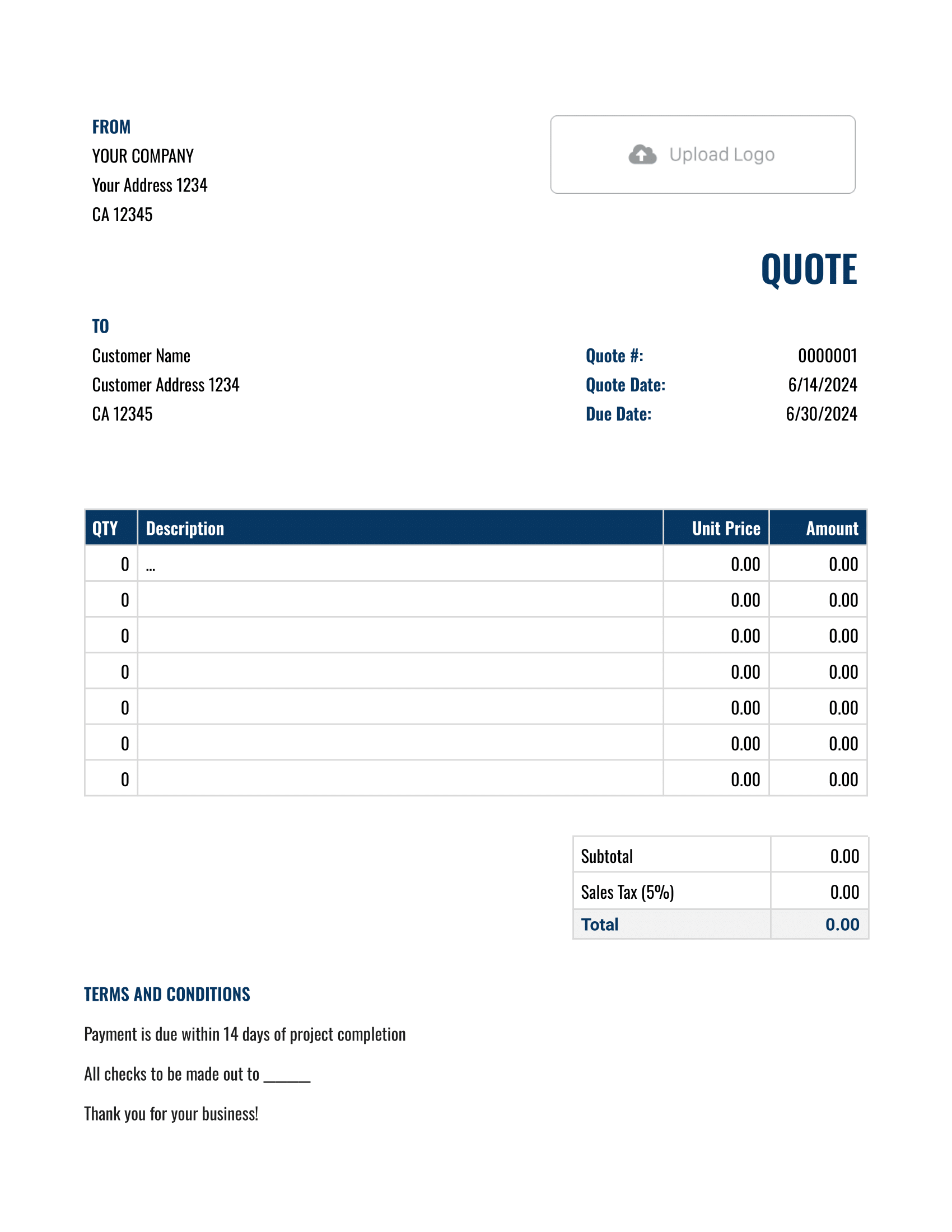 Hourly Google Docs Quote Template