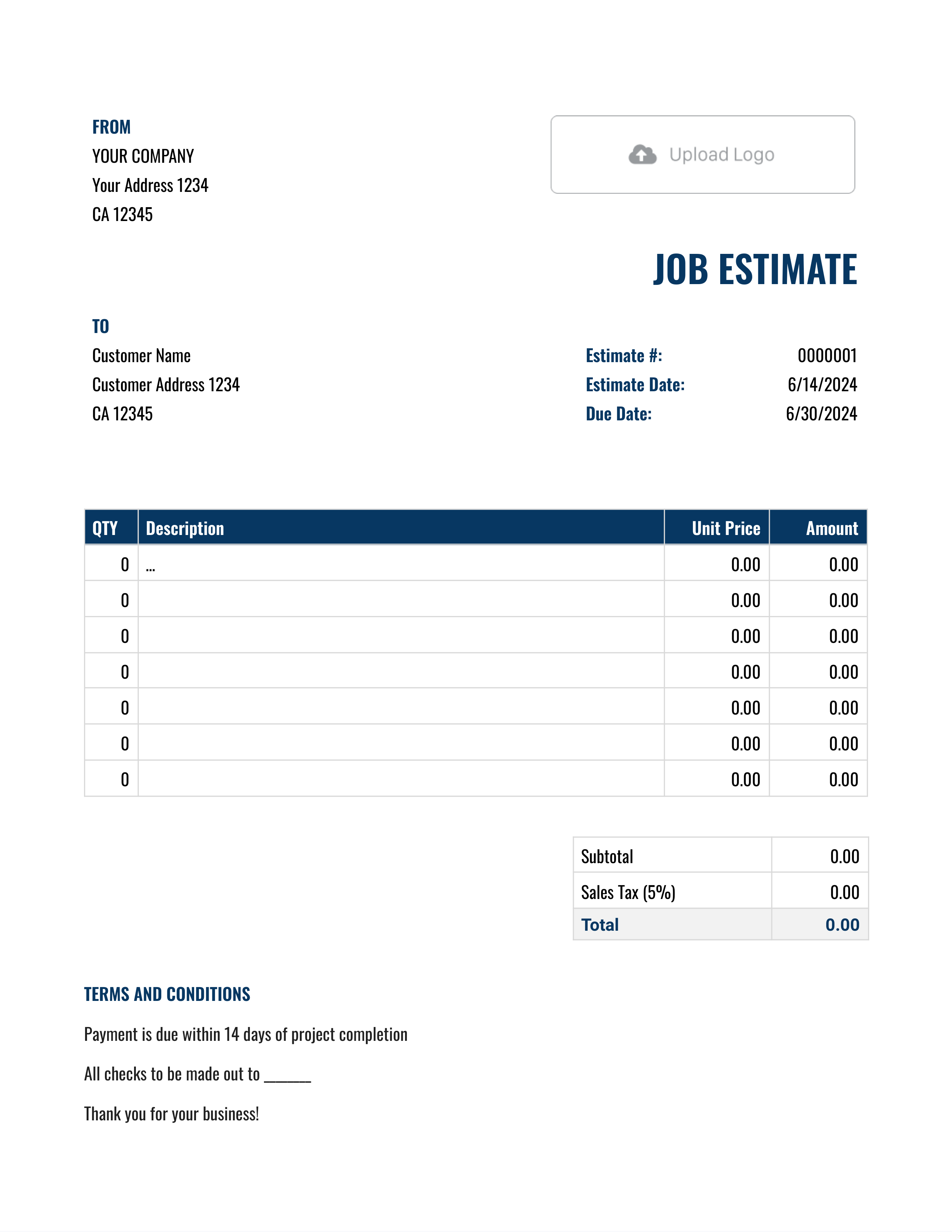 Google Docs Job Estimate Template