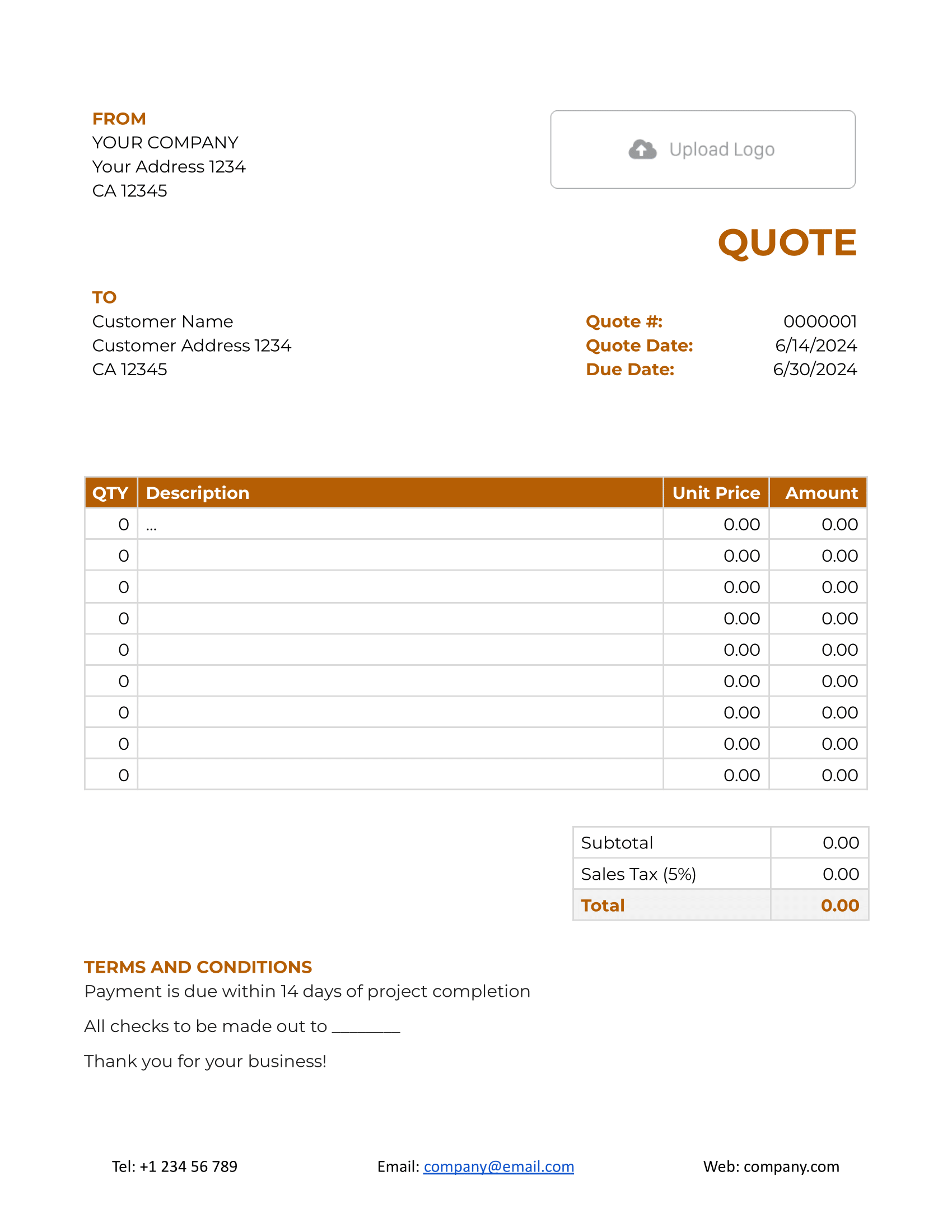 Sample Google Docs Quote Template