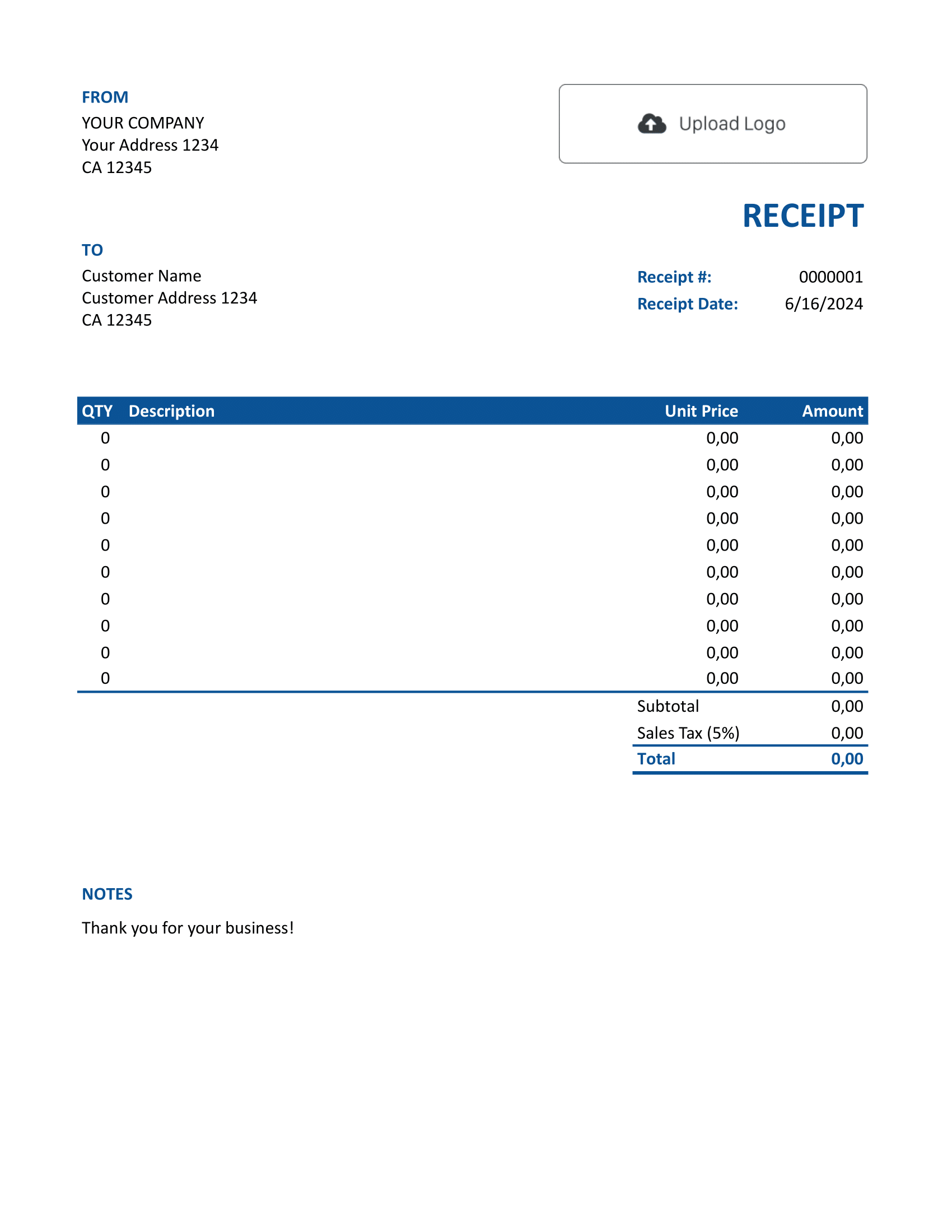 Free Google Sheets Receipt Template