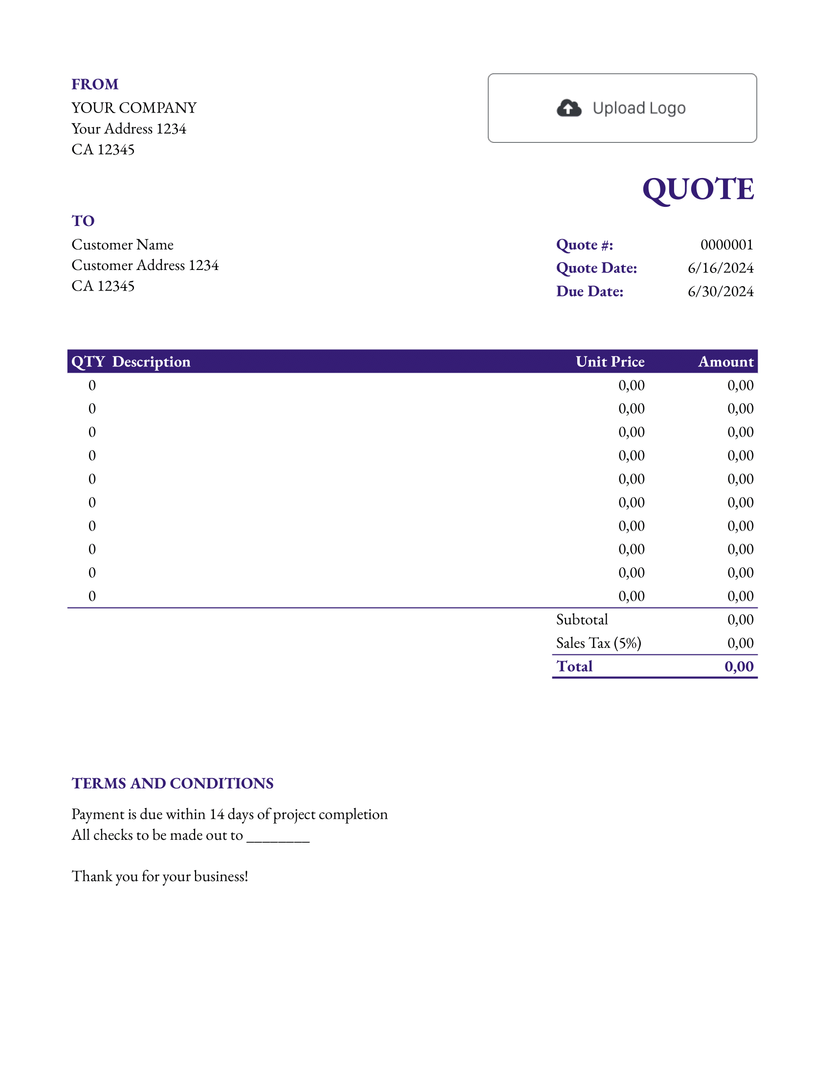 Hourly Google Sheets Quote Template