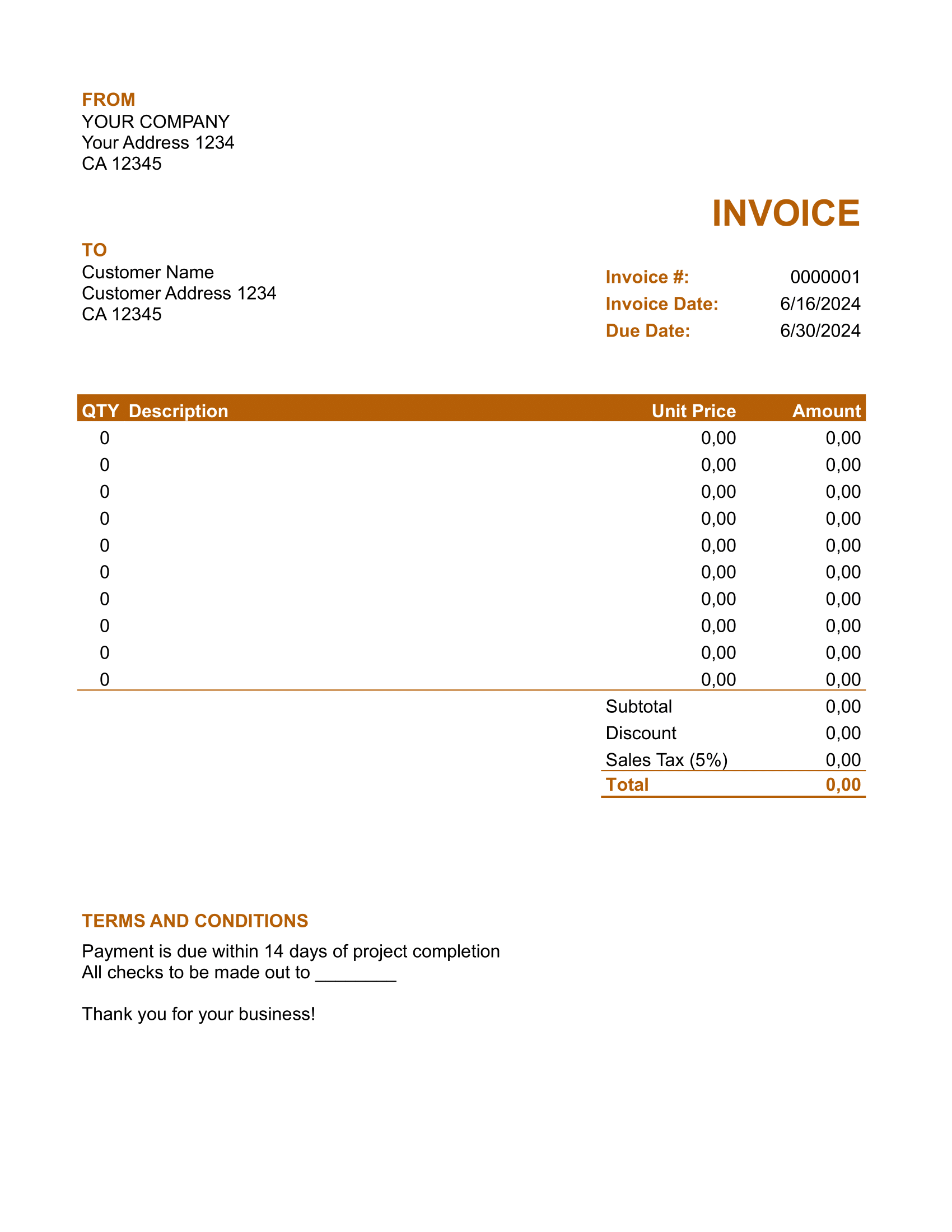 Simple Google Sheets Invoice Template