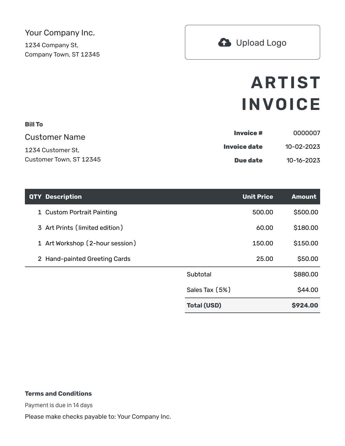 Hourly Auto Repair Invoice Template